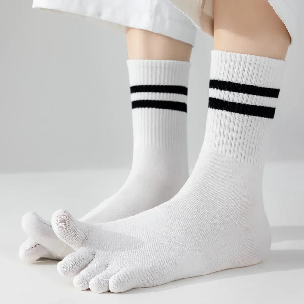 Calcetines de Dedos Altos: Rayados, Talla 35-39 (5 Pares)