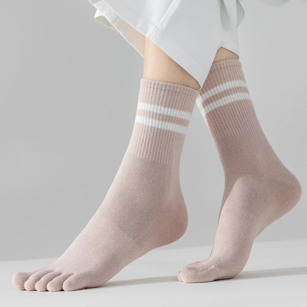 Calcetines de Dedos Altos: Rayados, Talla 35-39 (5 Pares)